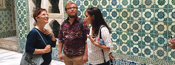 Jessica Winegar and students in Istanbul with the Kaplan Institute's Global Humanities Lab